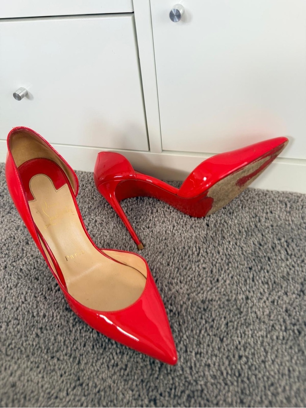 Christian Louboutin Red Patent Pointed-Toe Stiletto Pumps